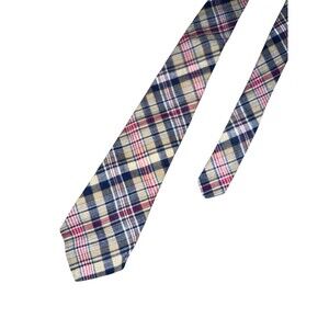 BROOKS BROTHERS Plaid Tie 100% Cotton Vintage Tartan Necktie USA 2